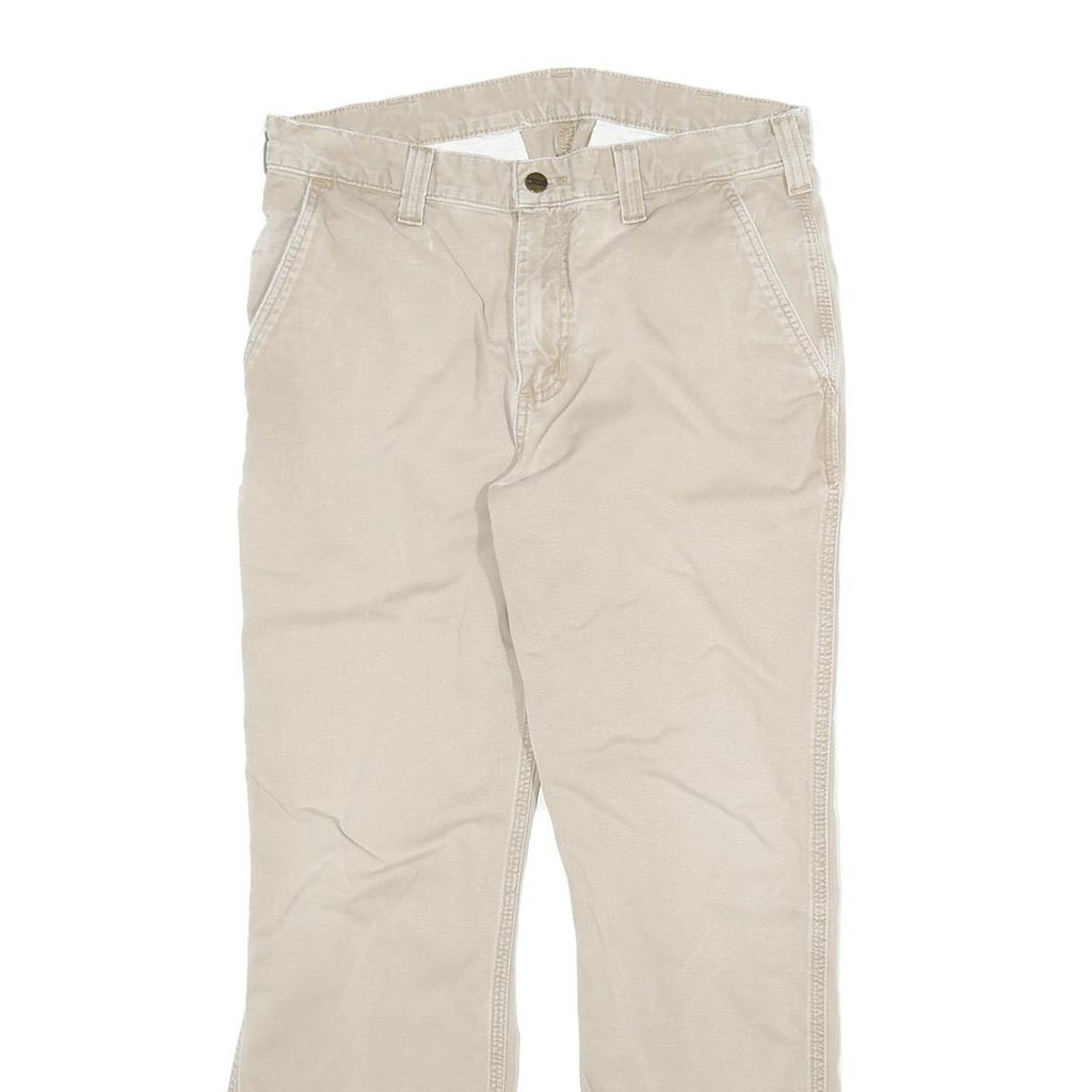 CARHARTT Mens Cotton Blend Beige Regular Straight Trousers W30 L28 Durable