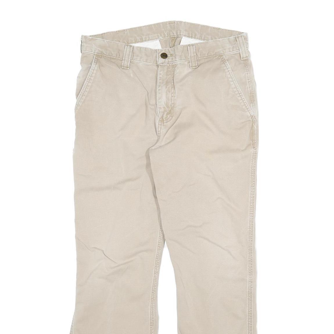 CARHARTT Mens Cotton Blend Beige Regular Straight Trousers W30 L28 Durable