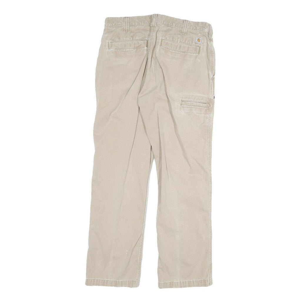 CARHARTT Mens Cotton Blend Beige Regular Straight Trousers W30 L28 Durable