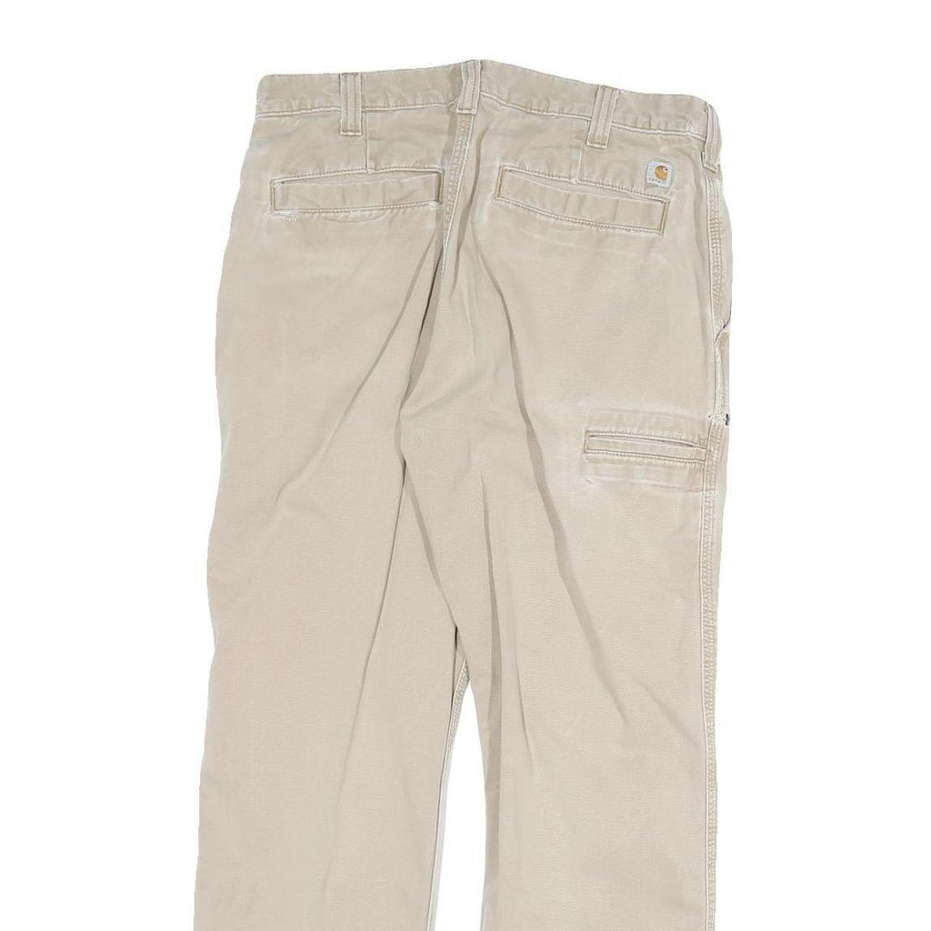 CARHARTT Mens Cotton Blend Beige Regular Straight Trousers W30 L28 Durable