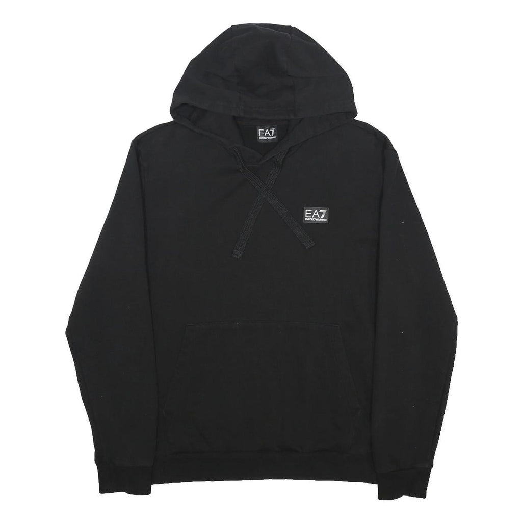 EA7 EMPORIO ARMANI Mens Black Hoodie XL Cotton Blend Pullover Drawstring Casual