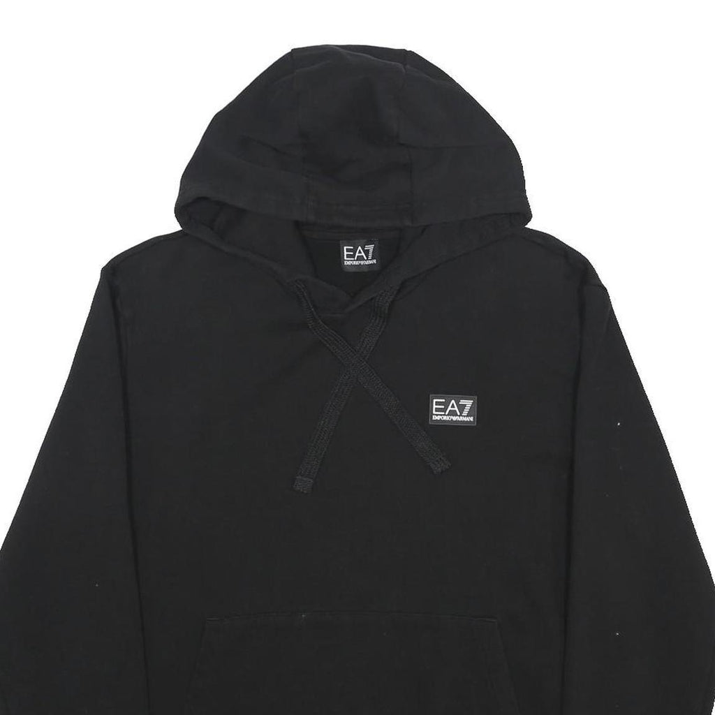 EA7 EMPORIO ARMANI Mens Black Hoodie XL Cotton Blend Pullover Drawstring Casual