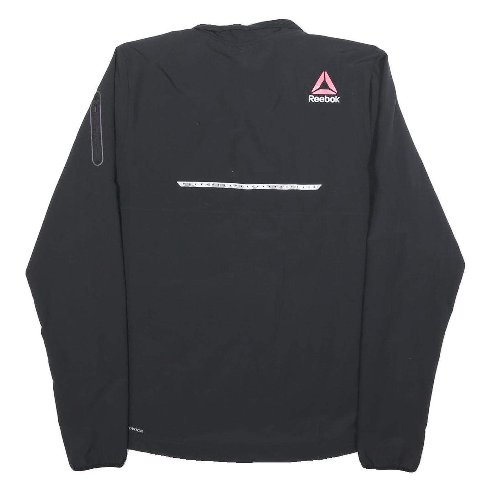 REEBOK Mens Black Grey B3R Print Activewear Jacket S Polyester Zip