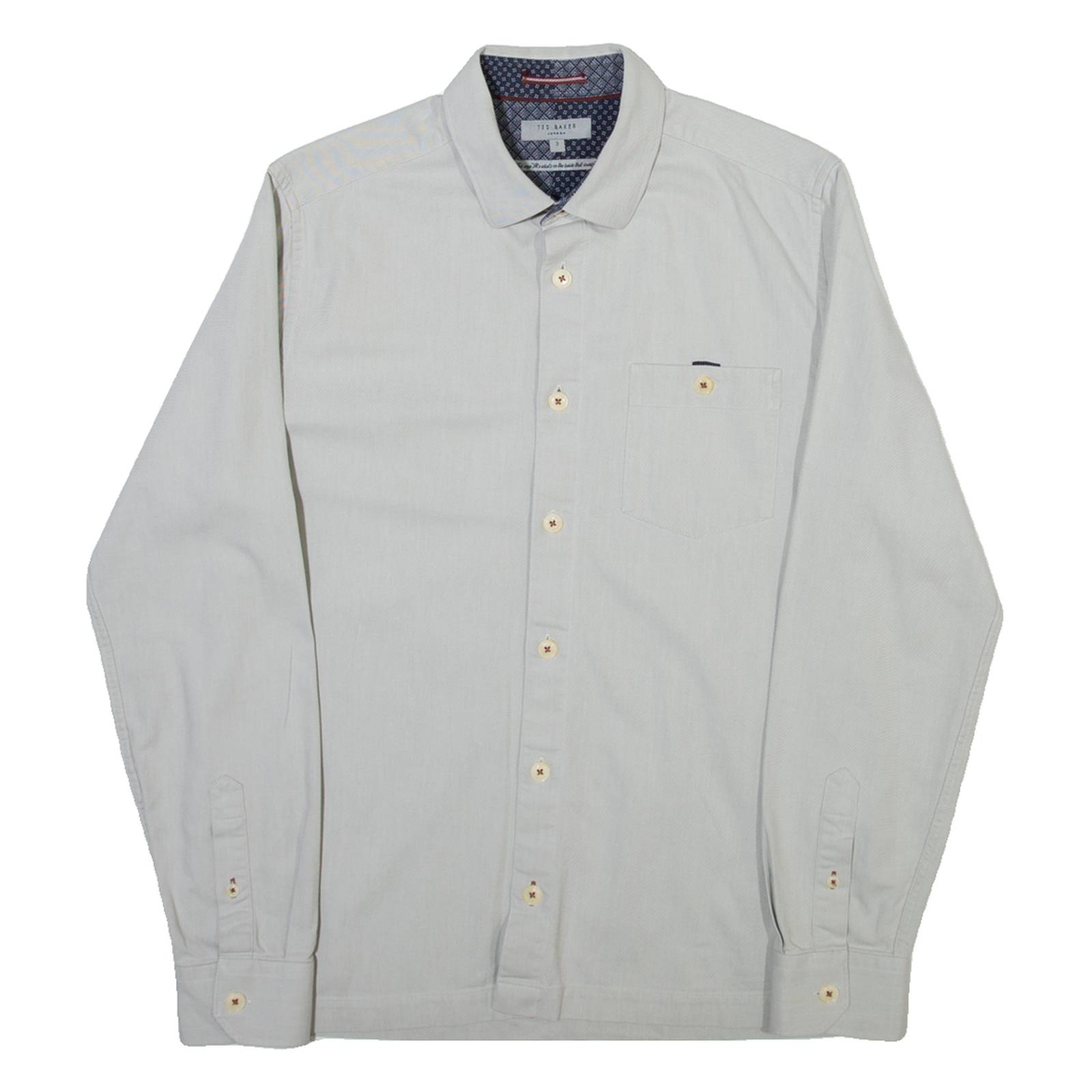 TED BAKER Mens Plain Shirt Grey Long Sleeve M