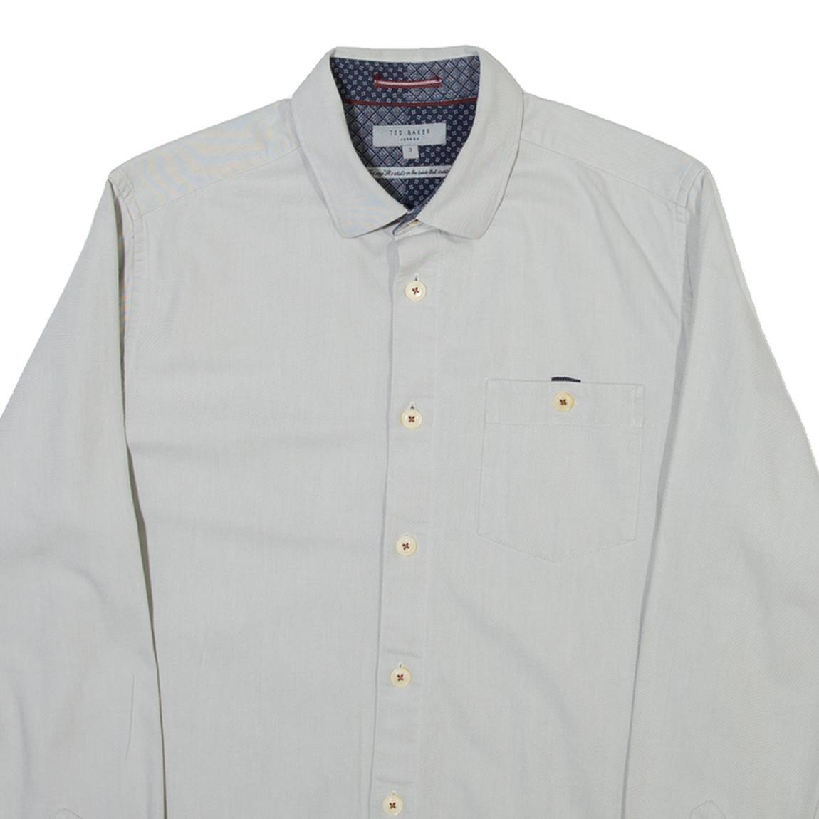TED BAKER Mens Plain Shirt Grey Long Sleeve M