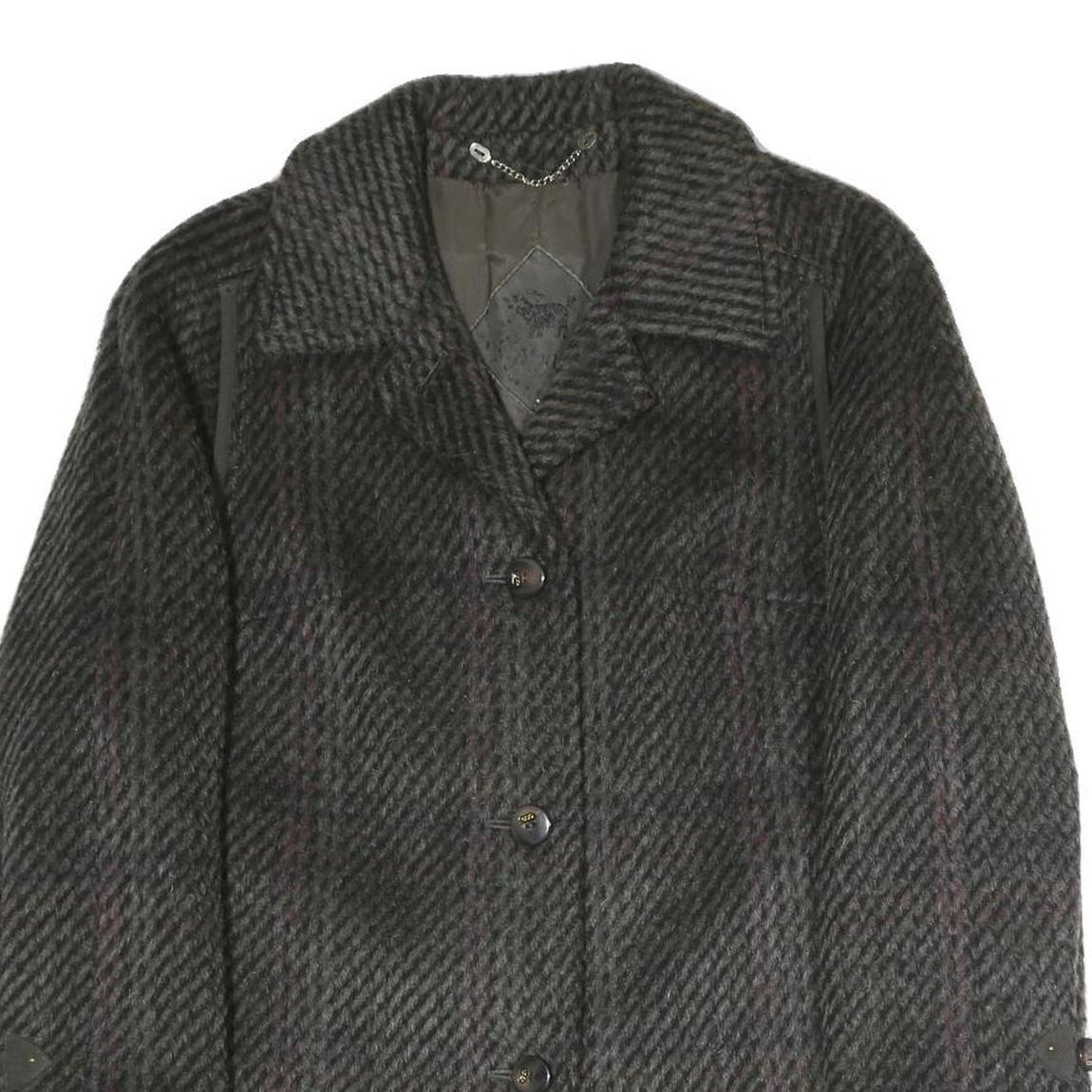 Womens Grey & Pink Checked Button Jacket M Polyester Blend Classic Fit