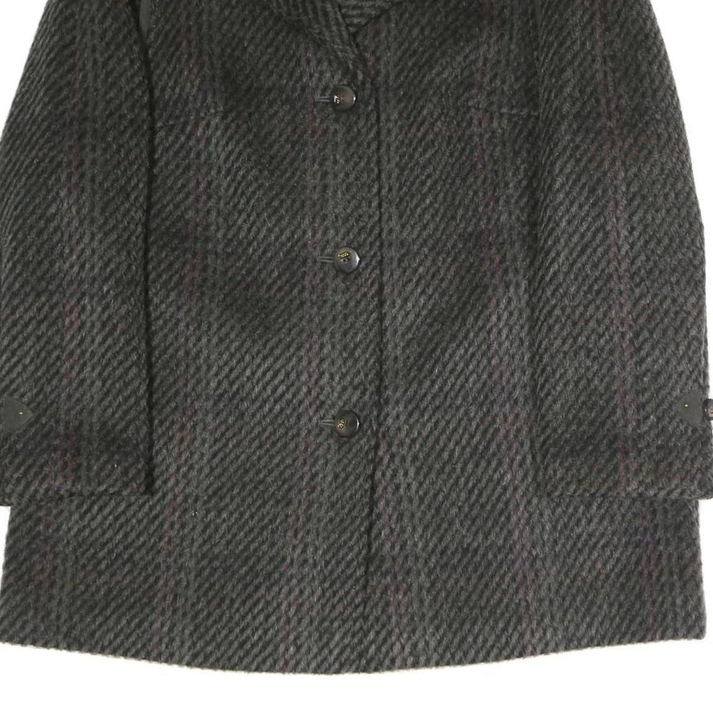 Womens Grey & Pink Checked Button Jacket M Polyester Blend Classic Fit