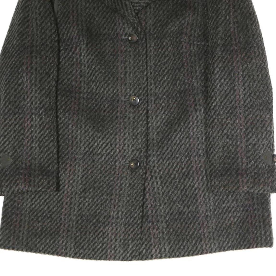 Womens Grey & Pink Checked Button Jacket M Polyester Blend Classic Fit