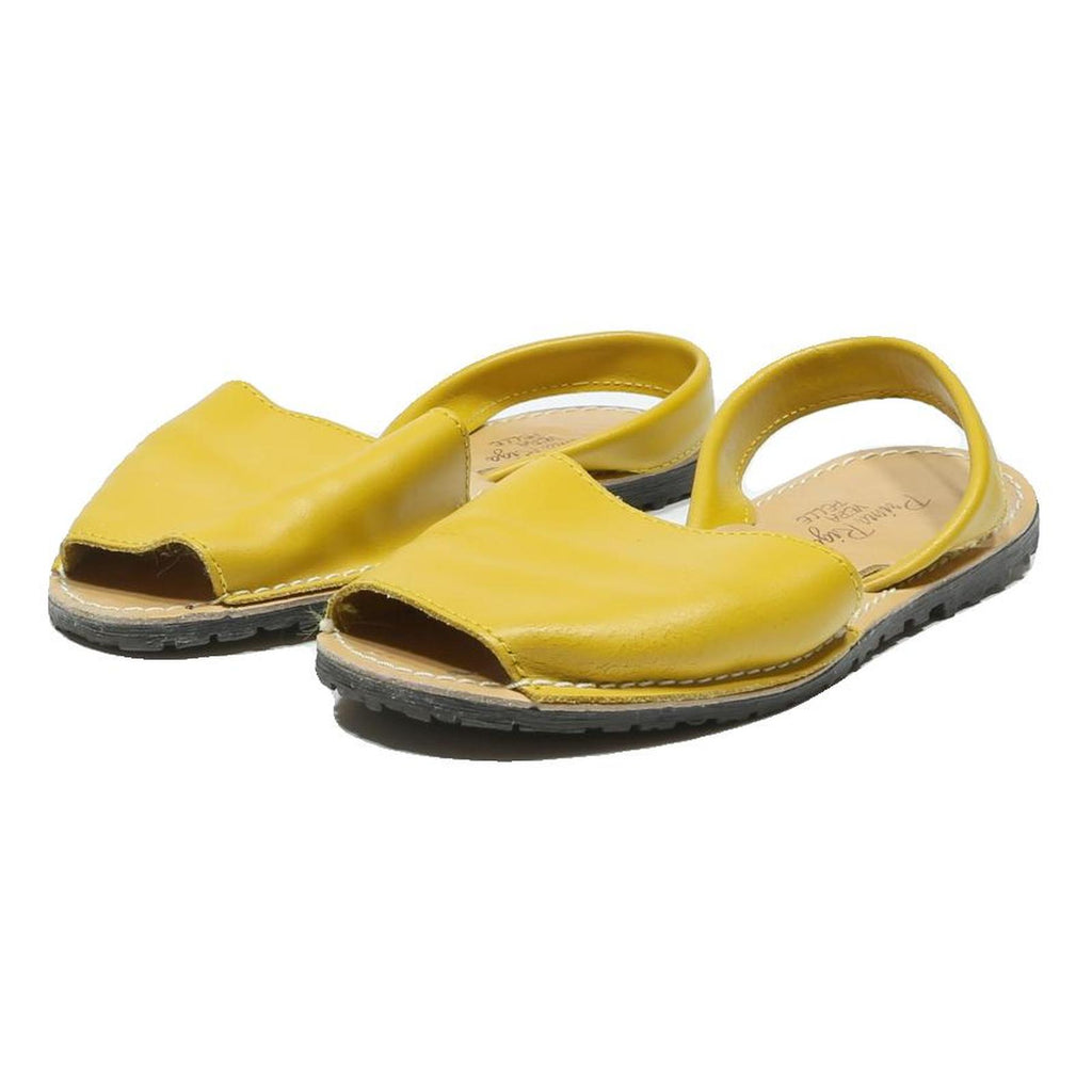 PRIMA RIGA Womens Yellow Leather Slingback Sandals UK 4 Summer Flat Comfortable