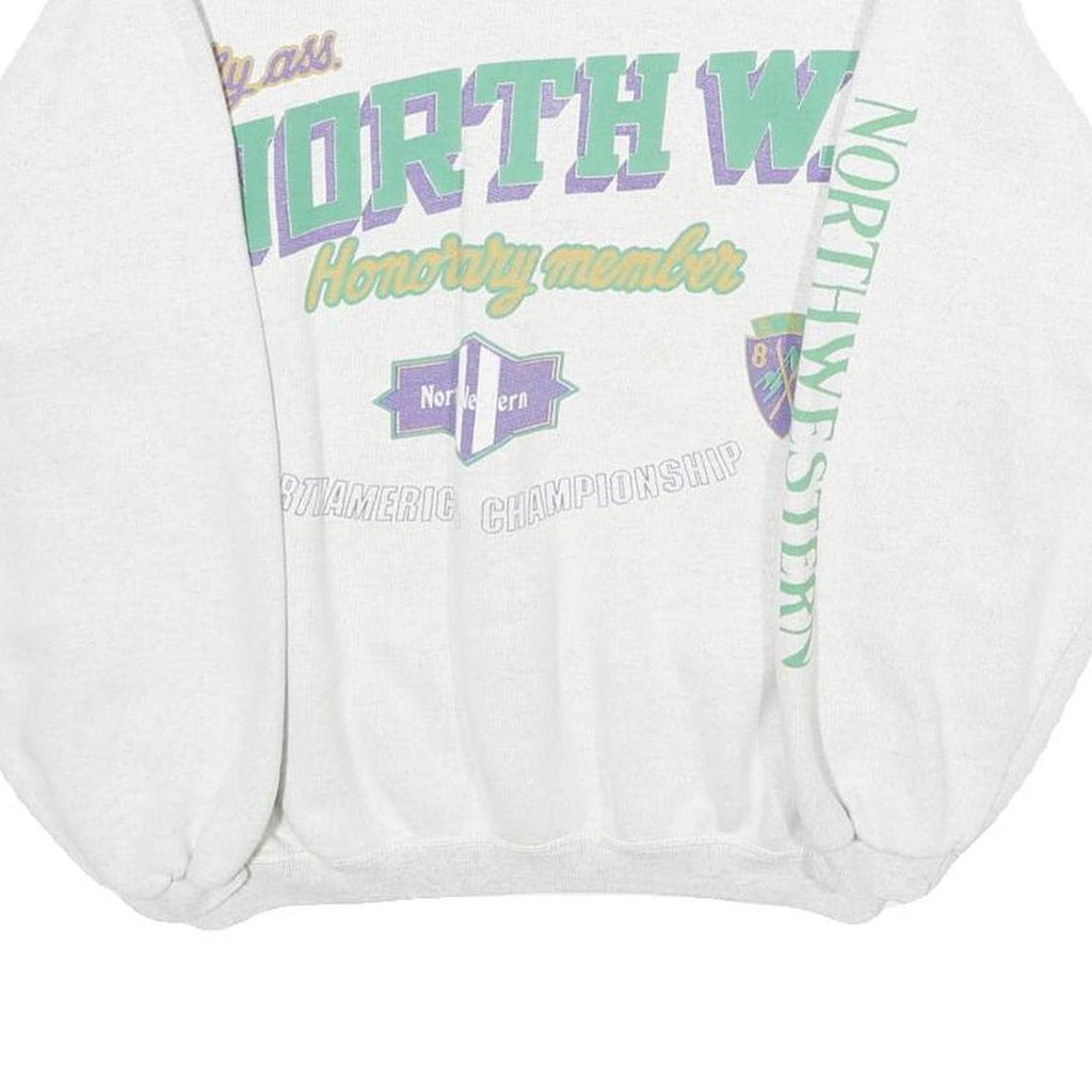 Womens White Sweatshirt M North West Crest Pullover Cotton Blend Casual
