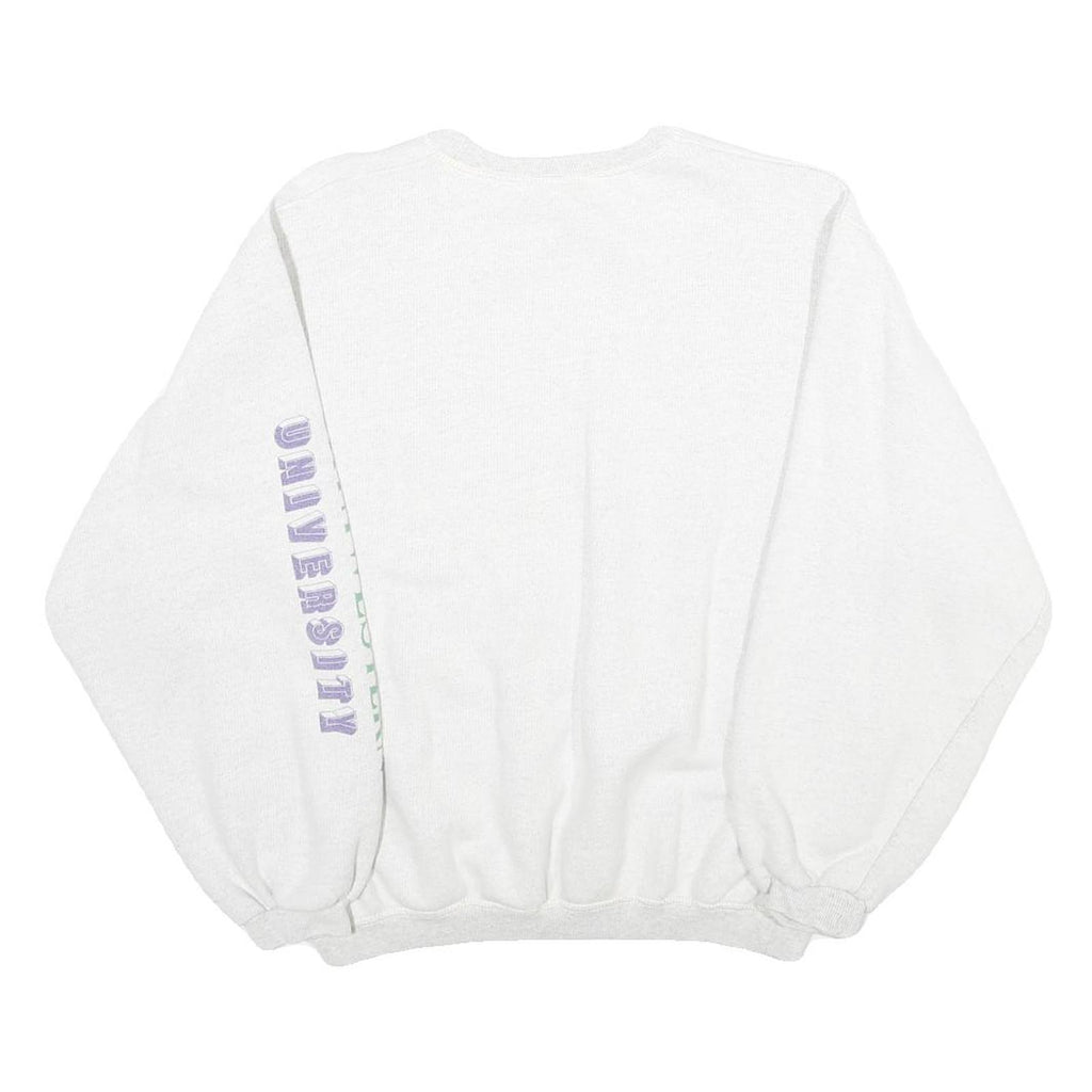 Womens White Sweatshirt M North West Crest Pullover Cotton Blend Casual