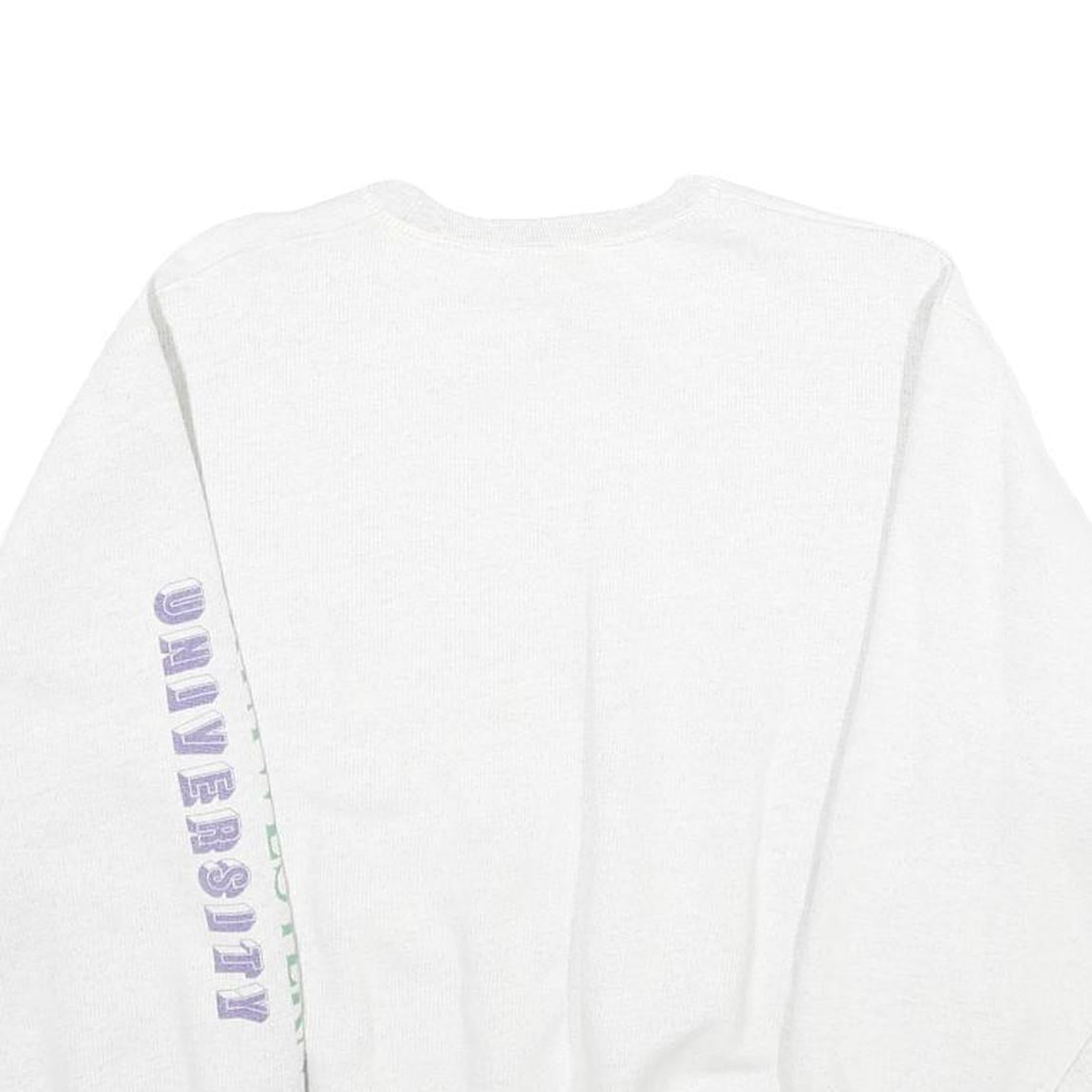 Womens White Sweatshirt M North West Crest Pullover Cotton Blend Casual