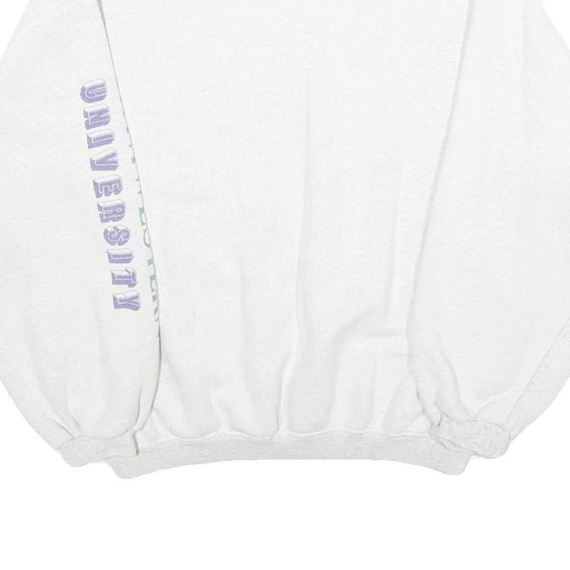 Womens White Sweatshirt M North West Crest Pullover Cotton Blend Casual