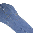 LEE Womens Blue Denim Cotton Blend Playsuit S Button Closure Collar Pockets