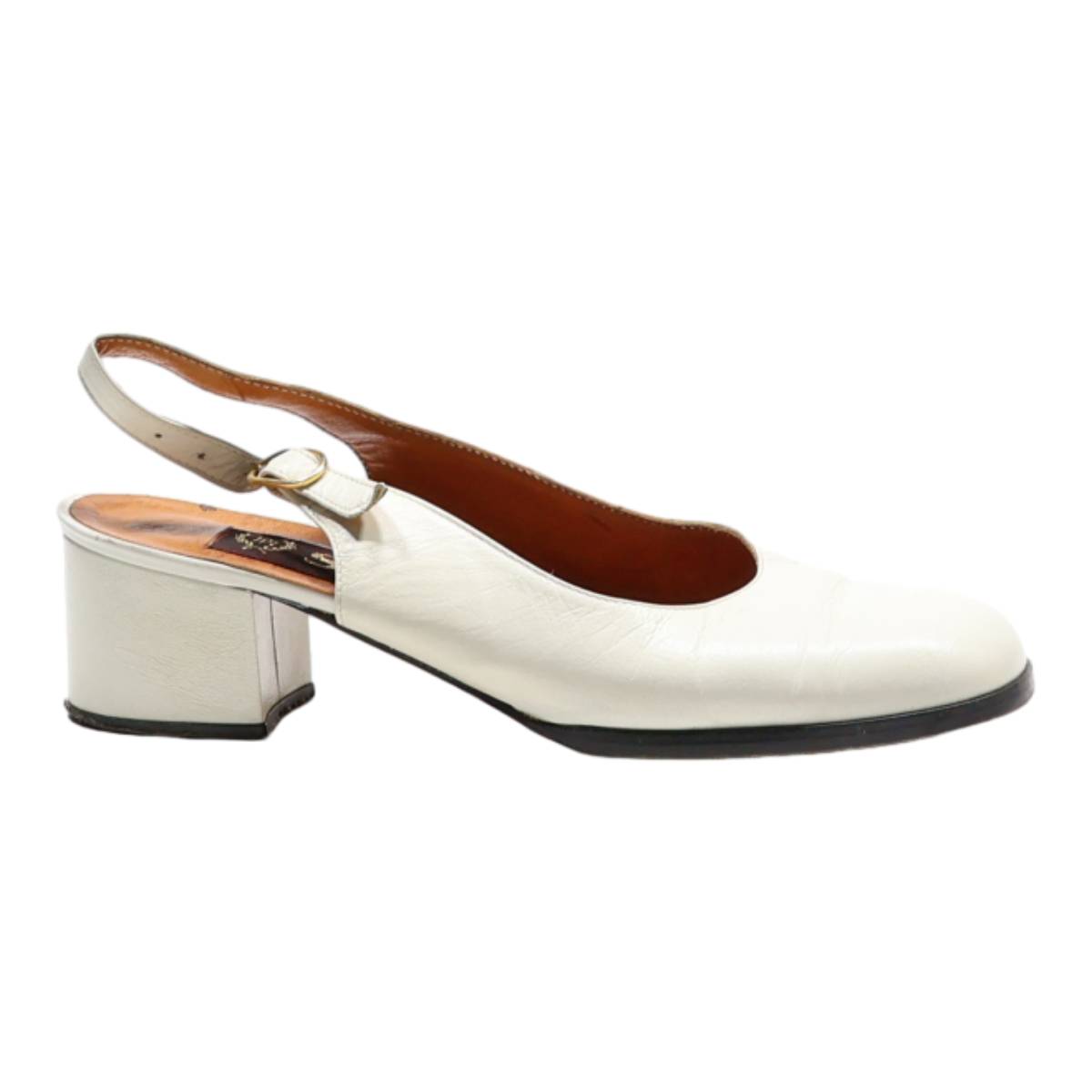 SILPA Slingback Heels Cream Synthetic Womens UK 3.5