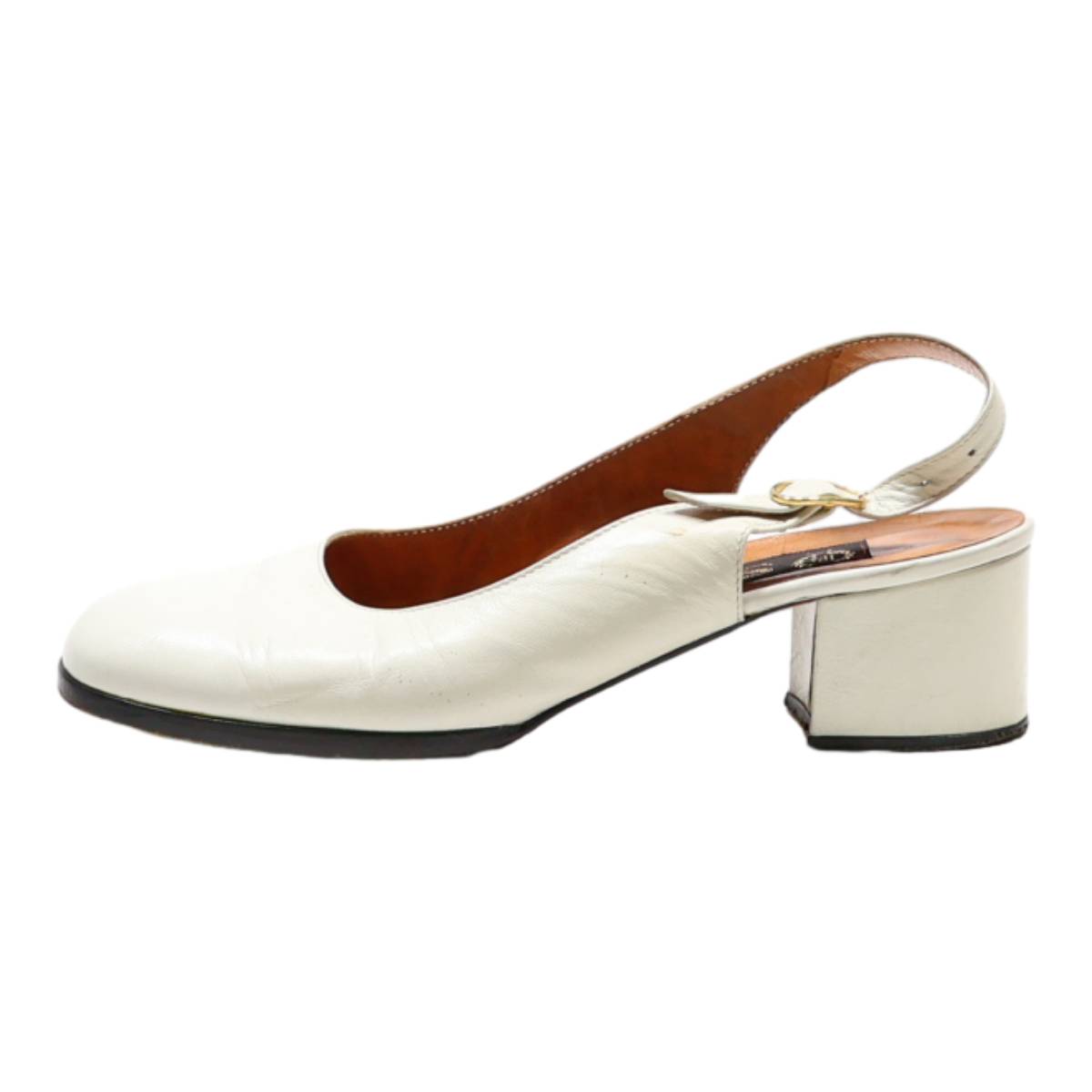 SILPA Slingback Heels Cream Synthetic Womens UK 3.5