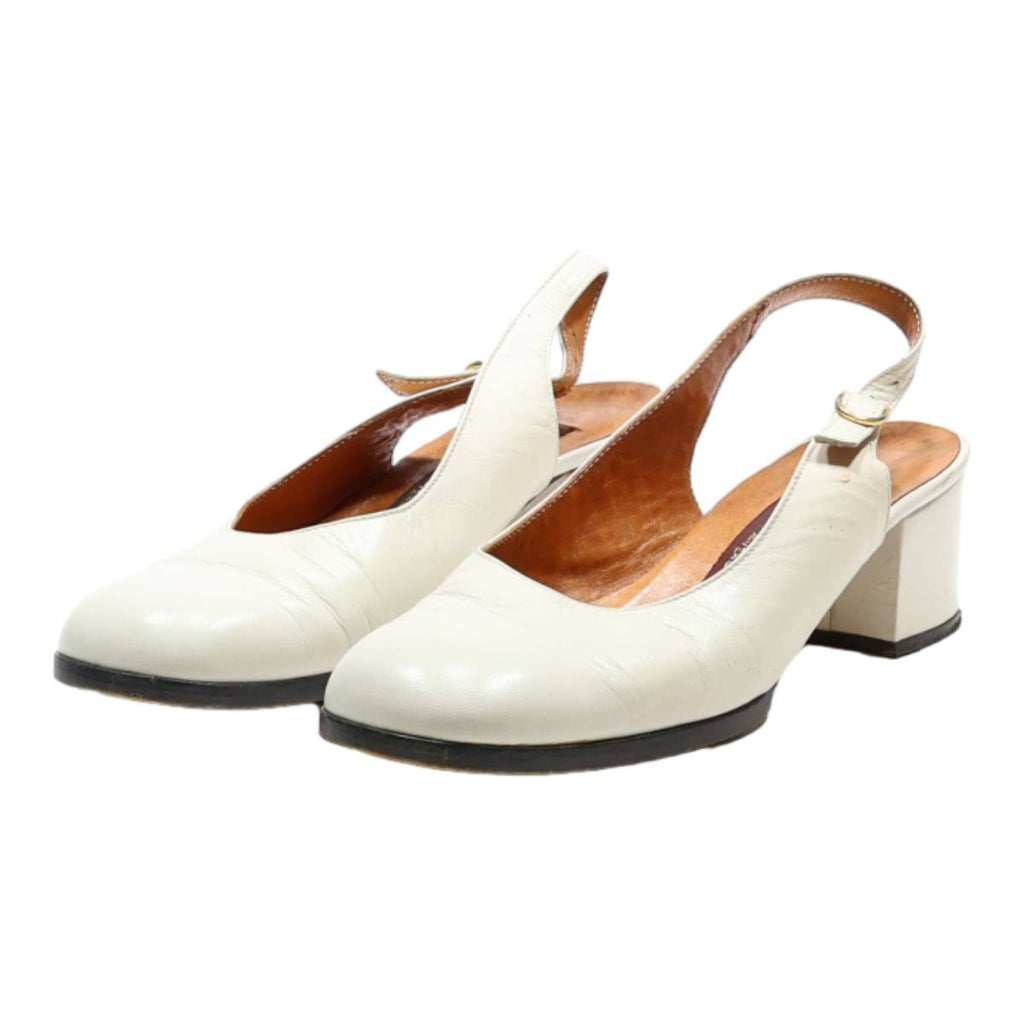 SILPA Slingback Heels Cream Synthetic Womens UK 3.5