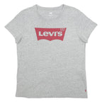LEVI'S Womens Grey Red Logo Graphic T-Shirt L Short Sleeve Crew Neck Casual