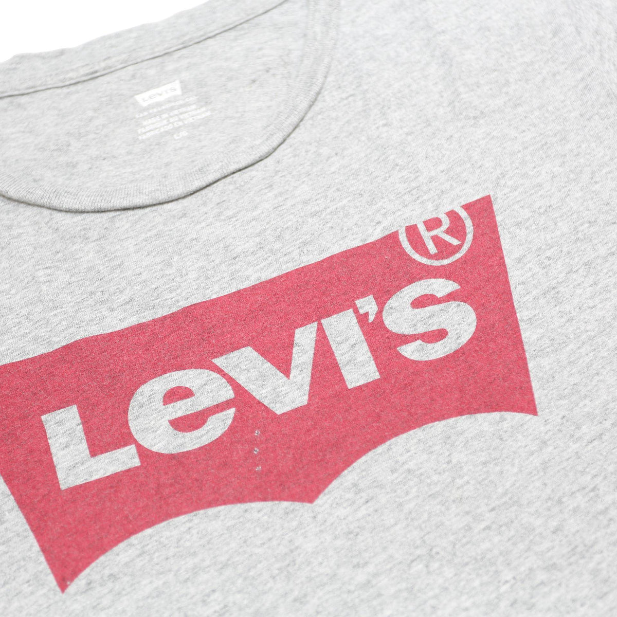 LEVI'S Womens Grey Red Logo Graphic T-Shirt L Short Sleeve Crew Neck Casual