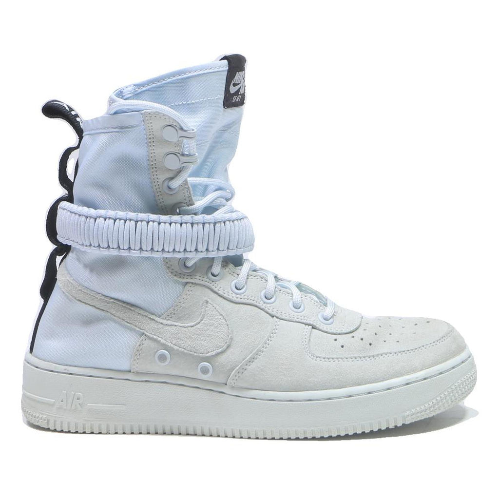 NIKE Air Force 1 High Mens Boots White Light Blue Synthetic UK 7 Stylish Durable