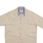 WRANGLER Mens Beige Casual Short Sleeve Shirt M Cotton Blend Utility Pockets