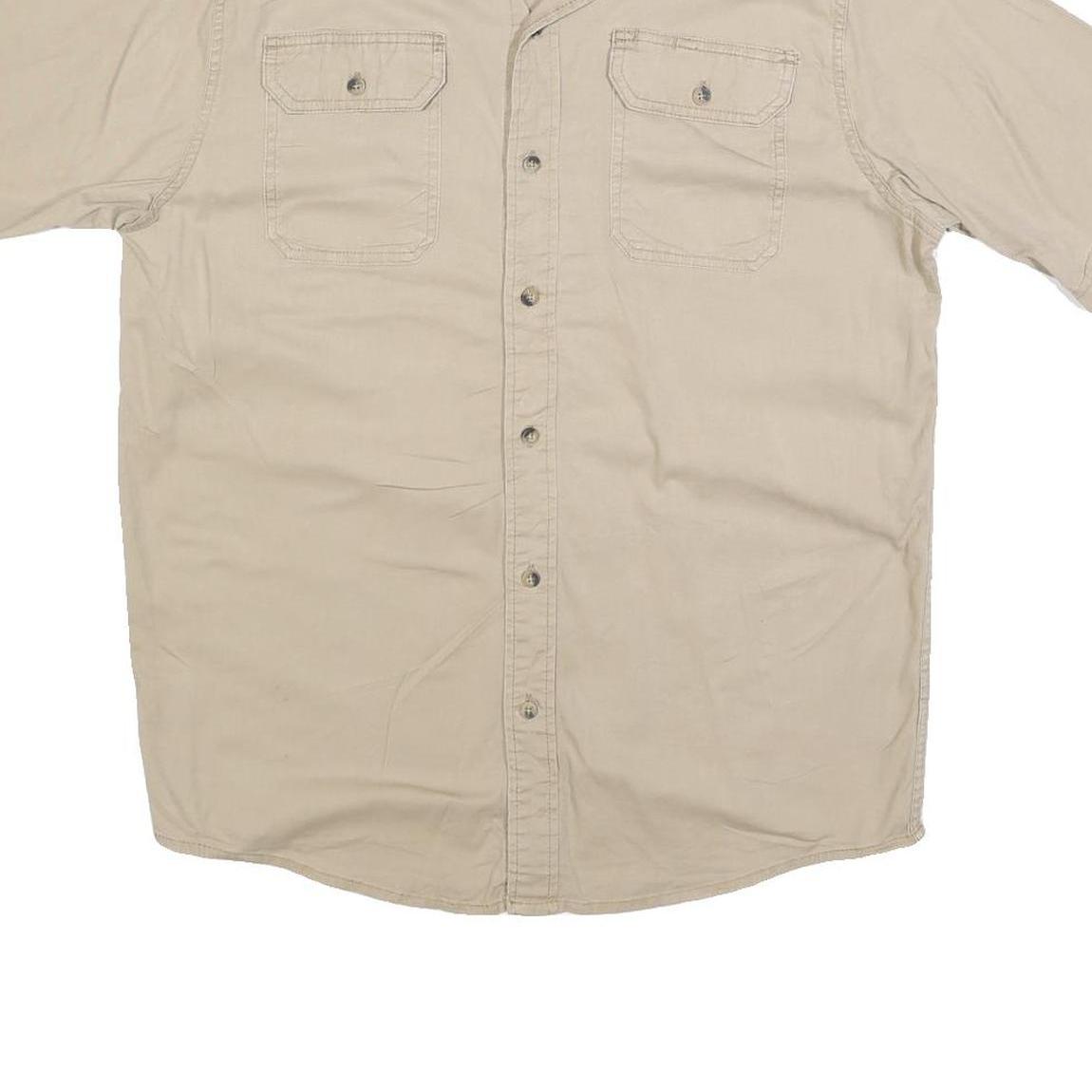 WRANGLER Mens Beige Casual Short Sleeve Shirt M Cotton Blend Utility Pockets