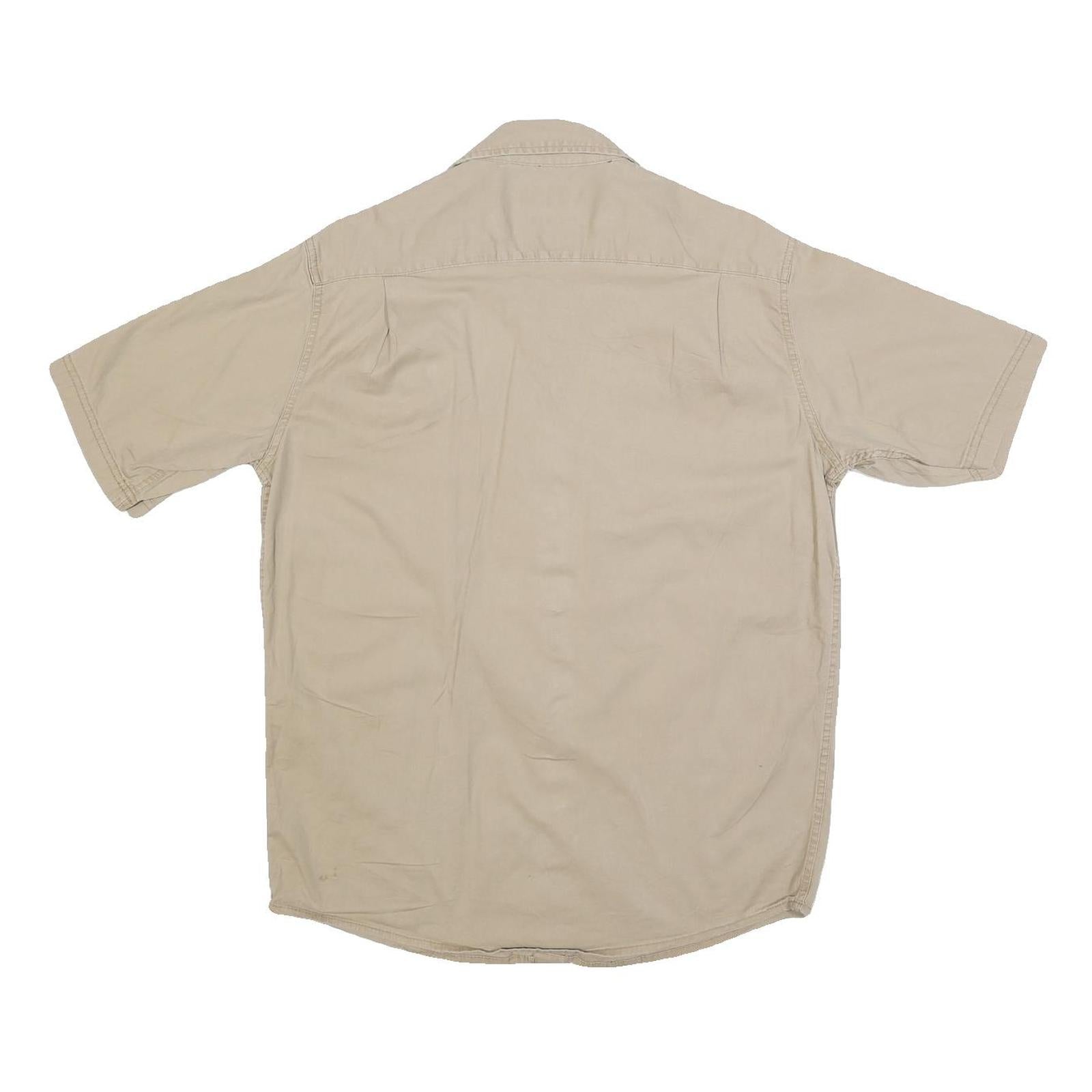 WRANGLER Mens Beige Casual Short Sleeve Shirt M Cotton Blend Utility Pockets