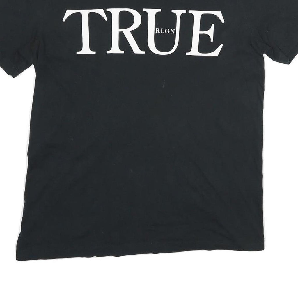 TRUE RELIGION Mens Black Graphic T-Shirt M Short Sleeve Crew Neck Cotton