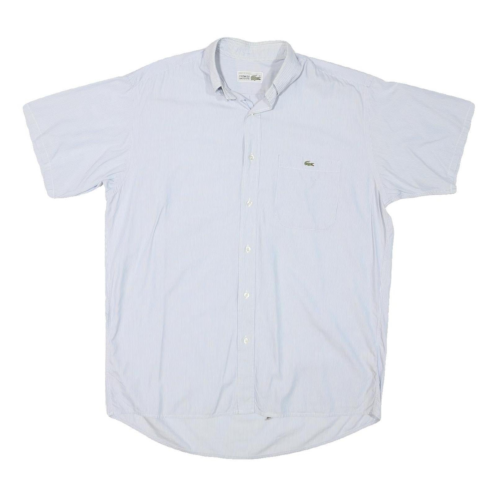 LACOSTE Mens Light Blue Shirt L Cotton Blend Casual Short Sleeve Pocket