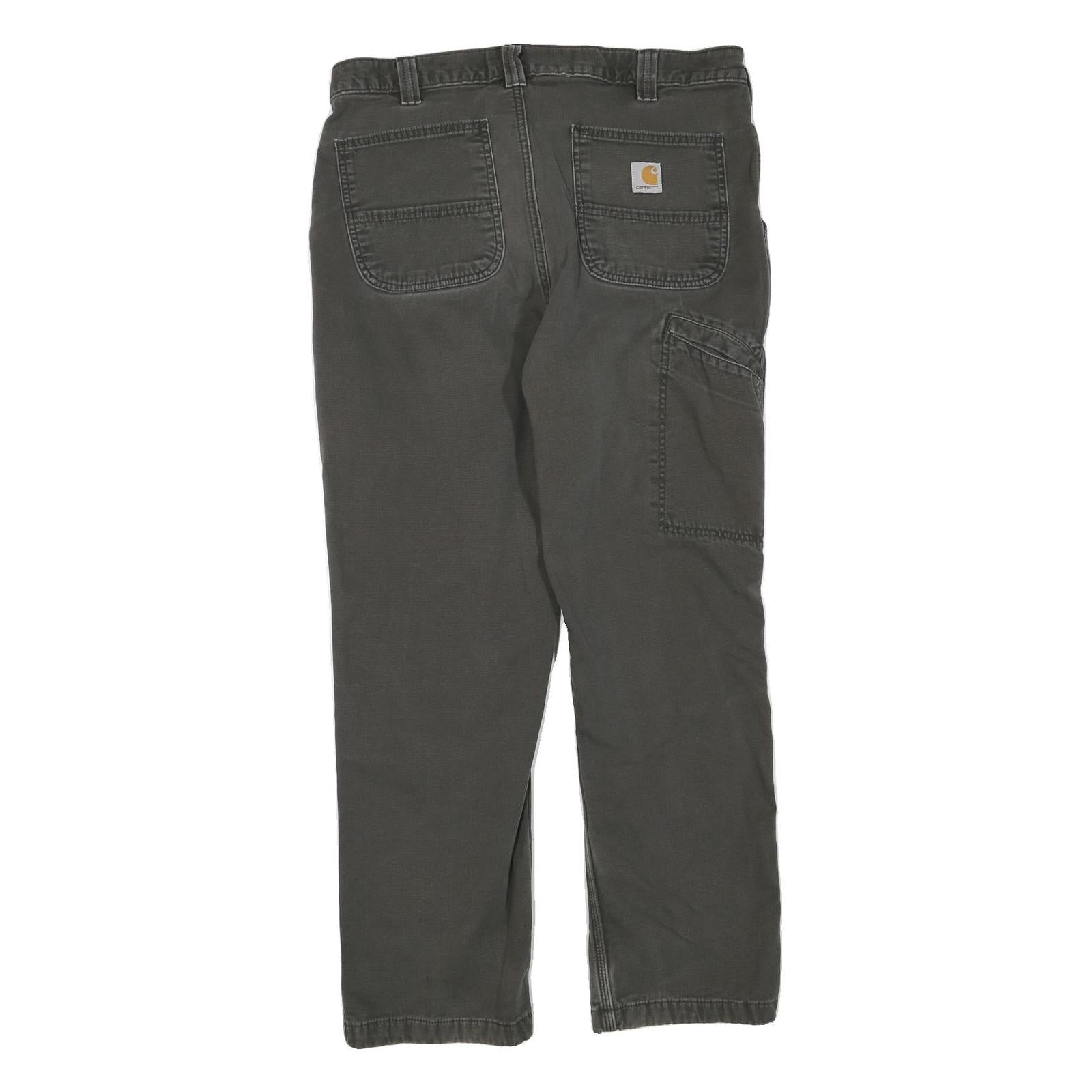 CARHARTT Mens Cotton Blend Grey Regular Fit Straight Leg Lined Trousers W35 L30