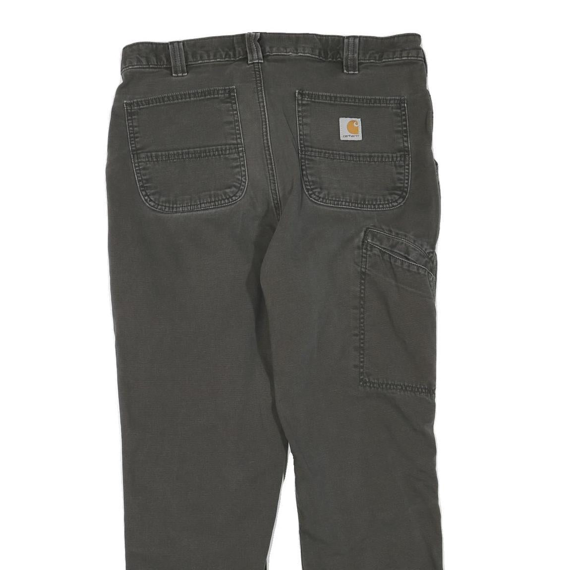 CARHARTT Mens Cotton Blend Grey Regular Fit Straight Leg Lined Trousers W35 L30
