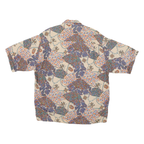 CAMION Mens Cream Pattern Shirt M Cotton Blend Short Sleeve Loose Fit