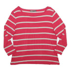 MINT VELVET Womens Pink & Cream Striped Basic Top Long Sleeve Round Neck L