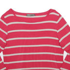 MINT VELVET Womens Pink & Cream Striped Basic Top Long Sleeve Round Neck L