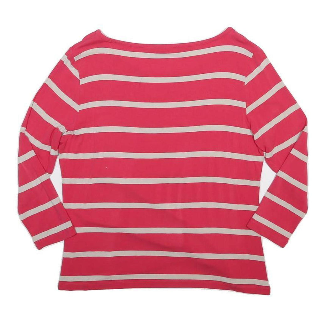 MINT VELVET Womens Pink & Cream Striped Basic Top Long Sleeve Round Neck L