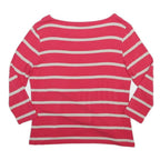 MINT VELVET Womens Pink & Cream Striped Basic Top Long Sleeve Round Neck L