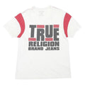 TRUE RELIGION Mens White & Red Graphic T-Shirt M Short Sleeve Crew Neck Cotton