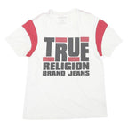 TRUE RELIGION Mens White & Red Graphic T-Shirt M Short Sleeve Crew Neck Cotton