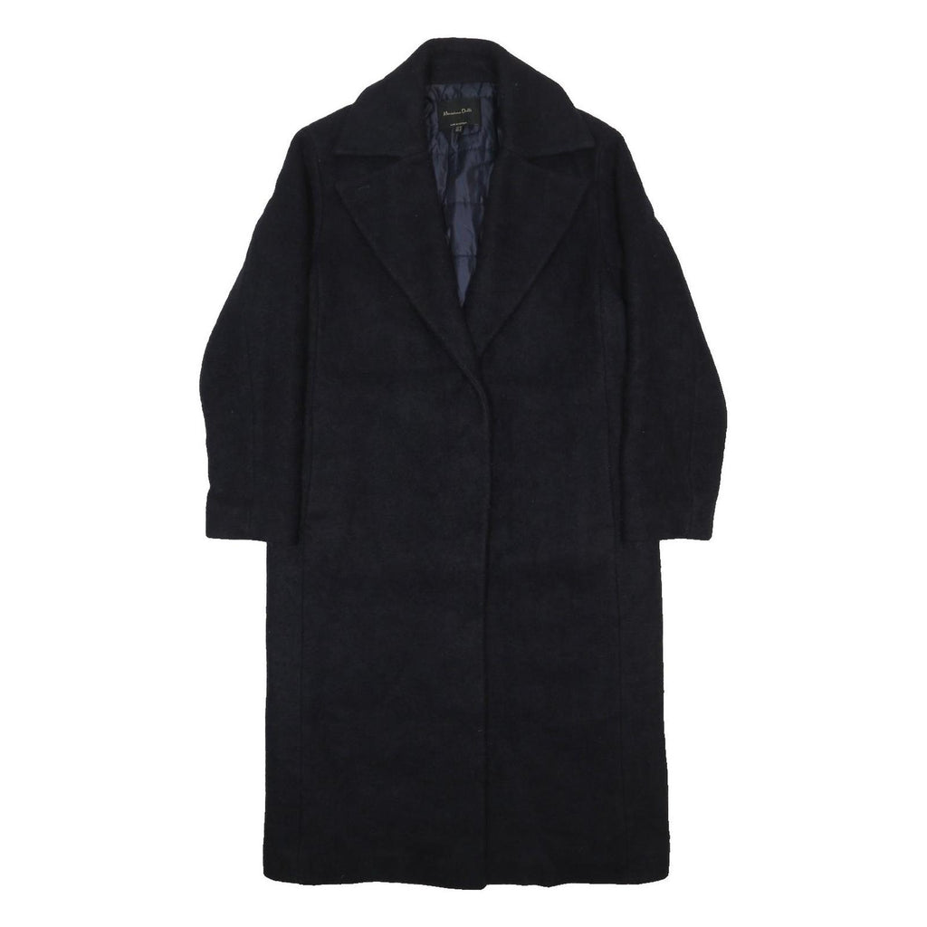 MASSIMO DUTTI Womens Black Wool Blend Overcoat Jacket M Button Plain Classic