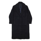 MASSIMO DUTTI Womens Black Wool Blend Overcoat Jacket M Button Plain Classic