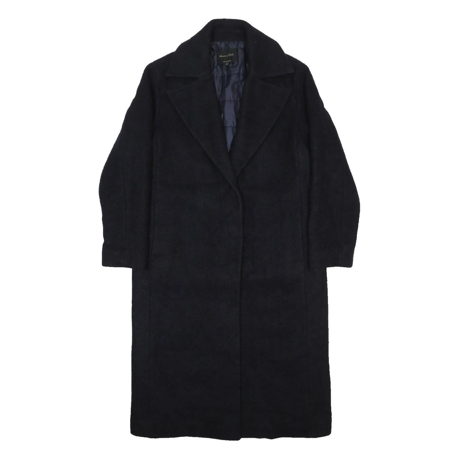 MASSIMO DUTTI Womens Black Wool Blend Overcoat Jacket M Button Plain Classic