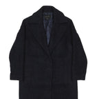 MASSIMO DUTTI Womens Black Wool Blend Overcoat Jacket M Button Plain Classic