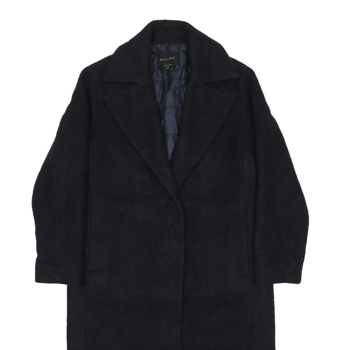 MASSIMO DUTTI Womens Black Wool Blend Overcoat Jacket M Button Plain Classic