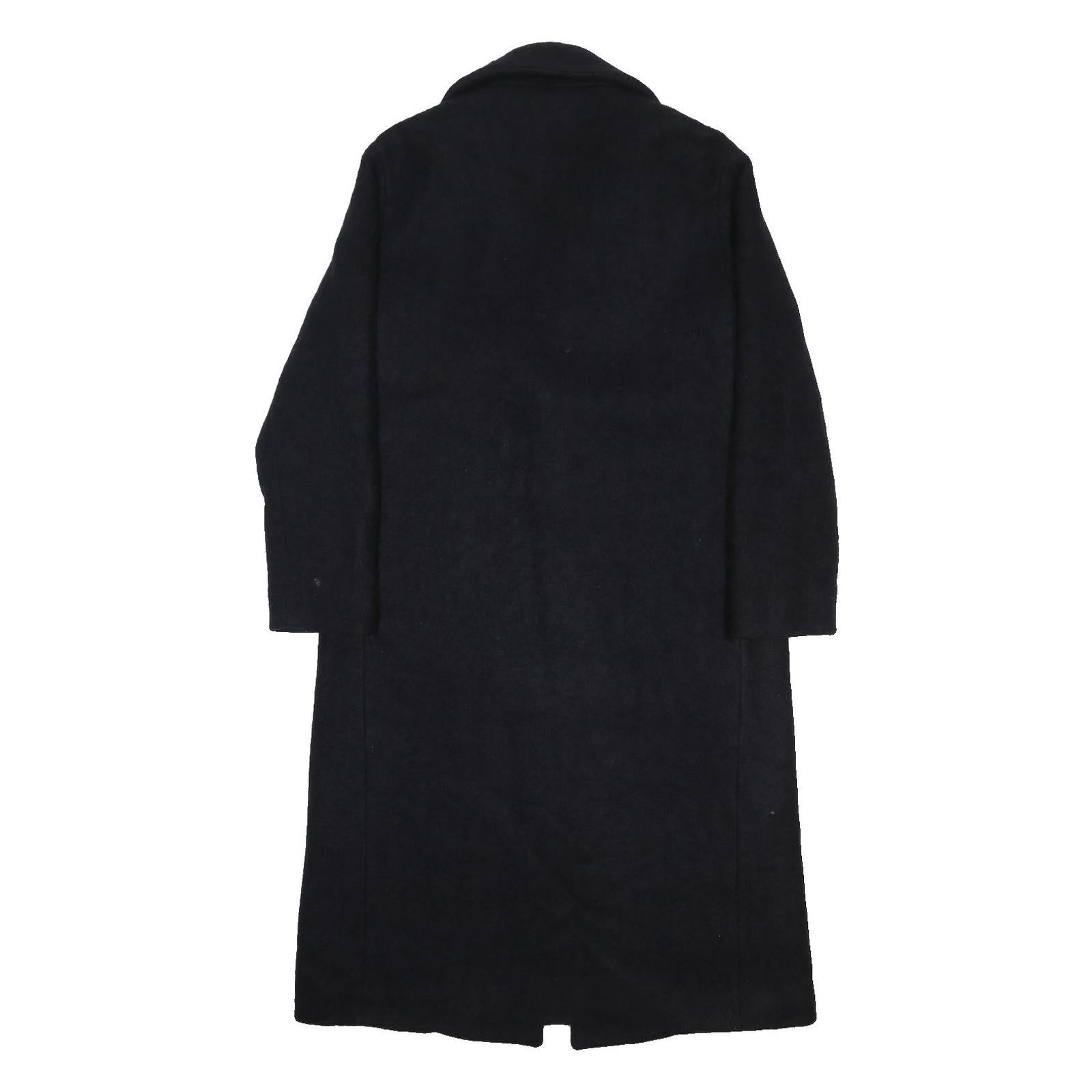 MASSIMO DUTTI Womens Black Wool Blend Overcoat Jacket M Button Plain Classic