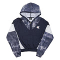 CHAMPION Mens Navy Blue & White Zip Hooded Jacket S Polyester Blend Sportswear