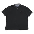 TOMMY HILFIGER Mens Black Short Sleeve Polo Shirt XL Cotton Blend Classic