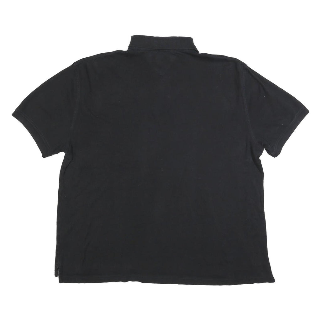 TOMMY HILFIGER Mens Black Short Sleeve Polo Shirt XL Cotton Blend Classic