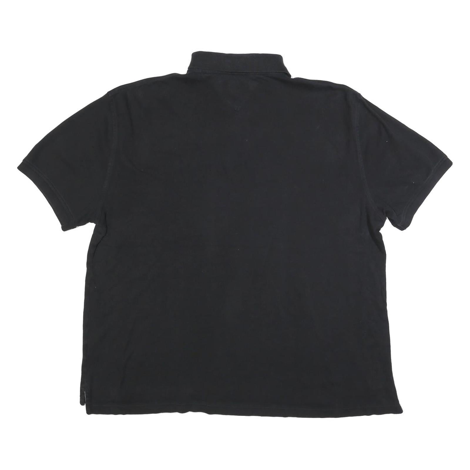 TOMMY HILFIGER Mens Black Short Sleeve Polo Shirt XL Cotton Blend Classic