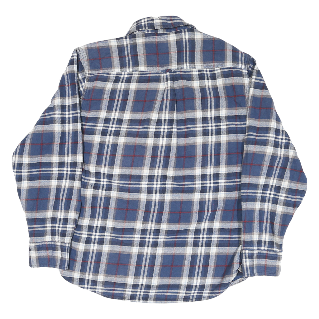 JACHS Mens Blue & White Check Shirt M Cotton Blend Casual Button Front
