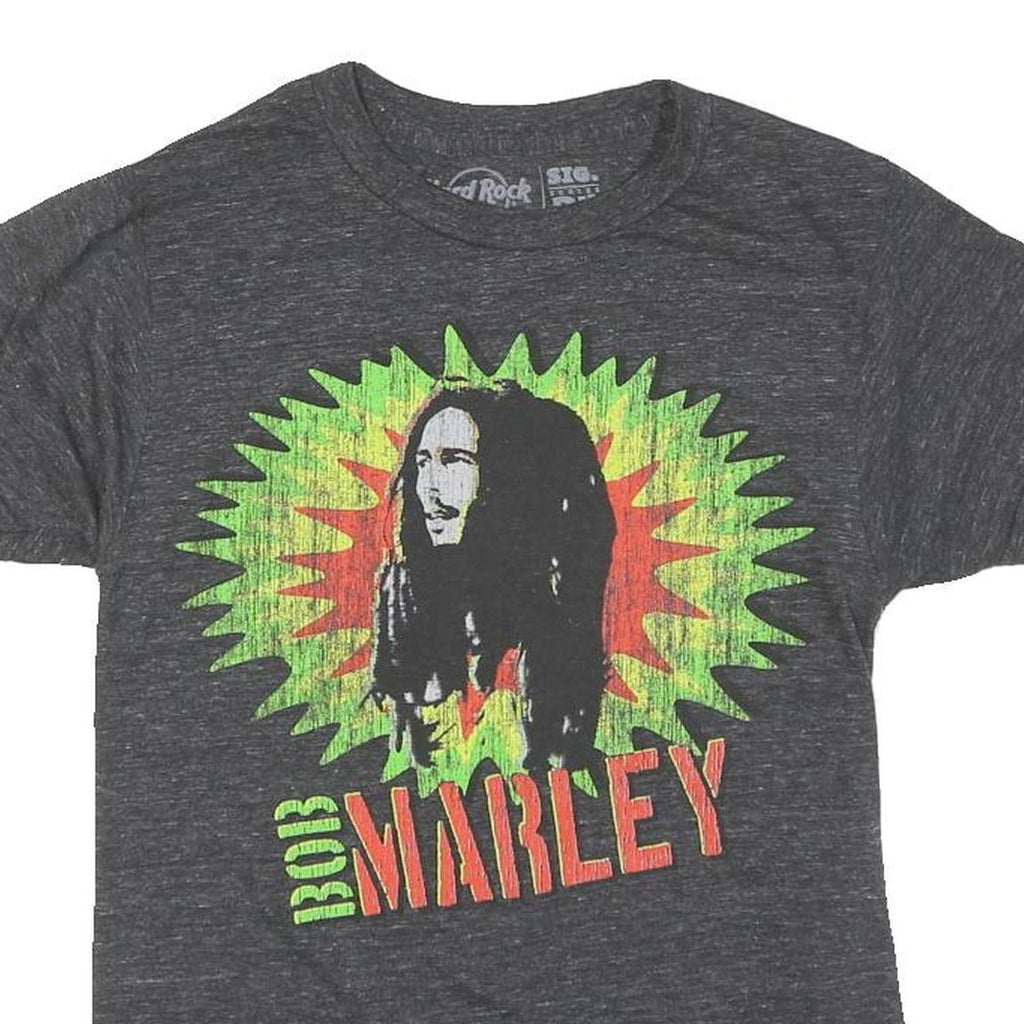 HARD ROCK CAFE Mens Grey Bob Marley Graphic T-Shirt XS Short Sleeve Crew Neck